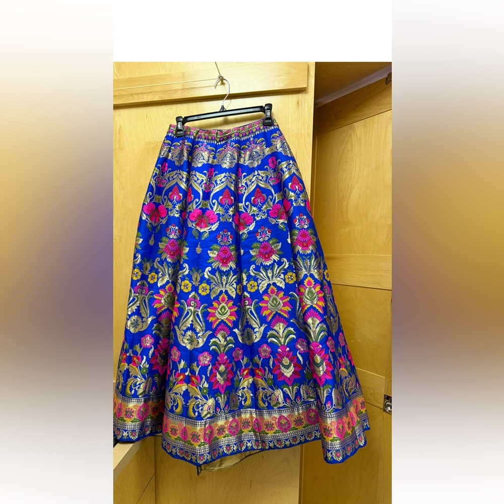 Elegant Floral Blue and Pink Skirt Lehenga